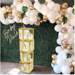 Cubo dorado baby shower x 4un