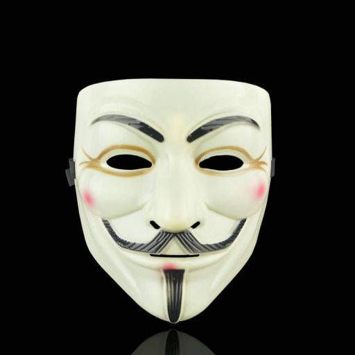 Máscara anonymous blanca negra fluo