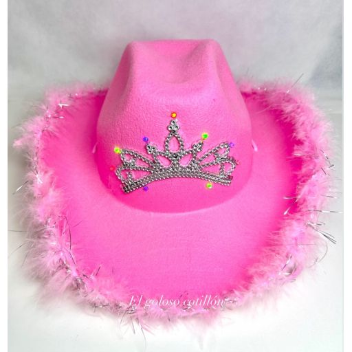 Gorro Cowboy rosa con luz