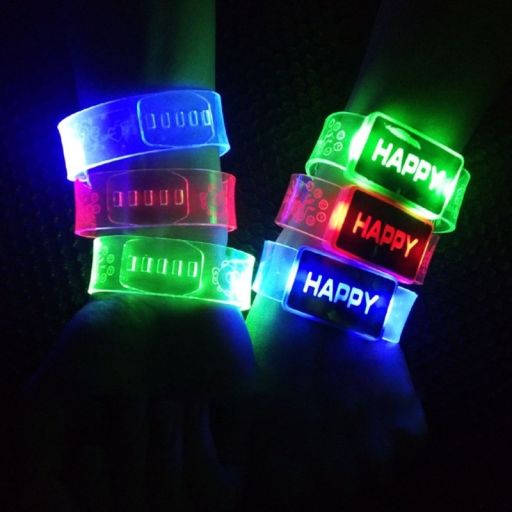 Pulsera silicona con luz happy x 6 un