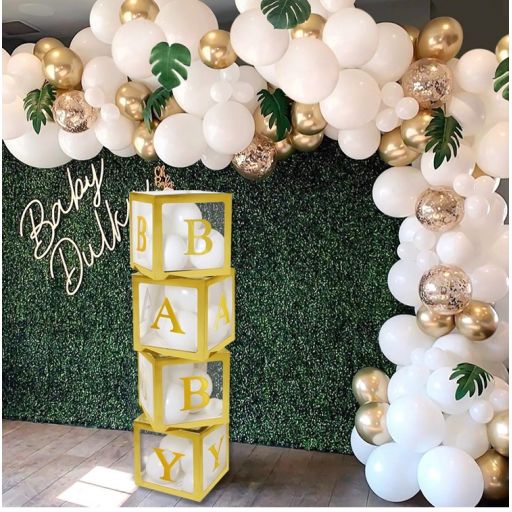 Cubo dorado baby shower x 4un