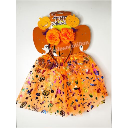 Set halloween tutu y tiara calabaza