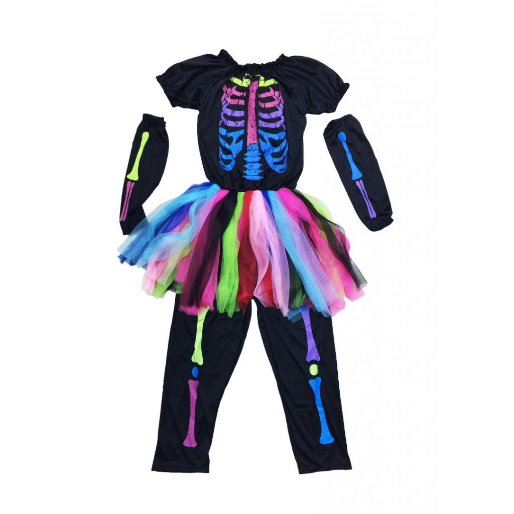 Pedagogía Proponer Desacuerdo Disfraz Niña esqueleto con Tutu de Colores Fiesta Tematica Halloween